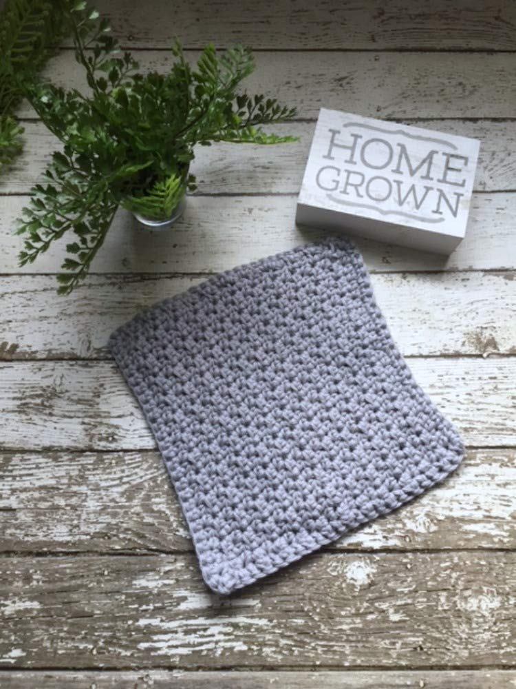 Handmade Dish Cloths Pewter Grey Gray Wash Cloths Crochet Cotton Kitchen Dishcloths Set of 3