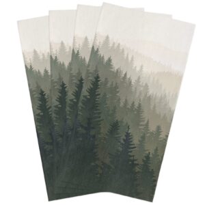misty trees green forest mountains kitchen towels dish cloth towel absorbent hand towel cleaning cloth,spring foggy forest abstract gradient art dishcloth quick drying for dishes counter 4 pack