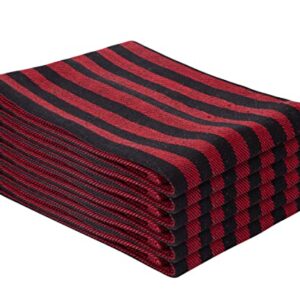 6 Pack Red Cotton Dish Towels - 16 X 27 Inch - Kitchen Towel Linen - Classic Farmhouse Dish Towels - Cotton Tea Towels - Black Striped Dish Towels - Striped Cotton Towels, Reusable, Red & Black