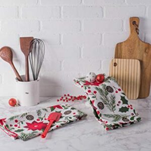 DII Christmas Kitchen Towel Set, Floral Tea Towels for Baking, Cleaning, Entertainment & Cooking, 18x28, Holiday Sprigs, 2 Piece