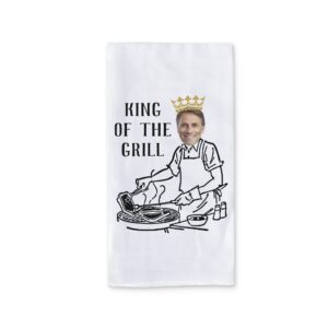 personalized kitchen towel for bbq kings - funny kitchen towels set. 100% pure ringspun cotton, super absorbent kitchen towels - chef design, kitchen décor