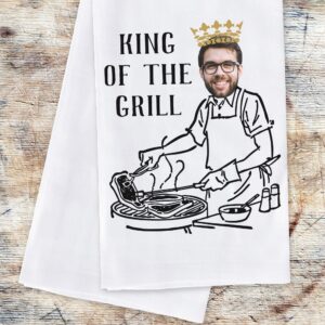 Personalized Kitchen Towel for BBQ Kings - Funny Kitchen Towels Set. 100% Pure Ringspun Cotton, Super Absorbent Kitchen Towels - Chef Design, Kitchen Décor