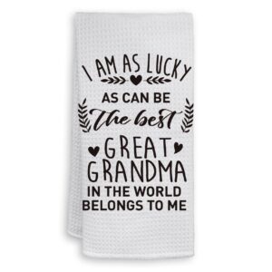 hiwx best great grandma decorative kitchen towels and dish towels, great grandma granny mother's day hand towels tea towel for bathroom kitchen decor 16×24 inches
