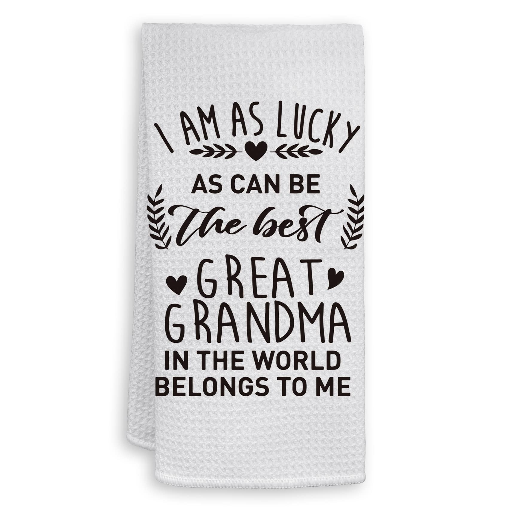 HIWX Best Great Grandma Decorative Kitchen Towels and Dish Towels, Great Grandma Granny Mother's Day Hand Towels Tea Towel for Bathroom Kitchen Decor 16×24 Inches