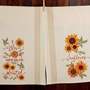 Design Imports DII Set 2 Sunny Sunflower Printed Kitchen Dish Towels - Bloom Where You are Planted - Sunflowers