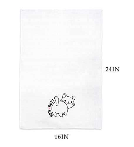 QODUNG Cute Smiling Cat Kitty Soft Absorbent Hand Bathroom Towel 16x24 Inch,Funny Cat Decorative Absorbent Drying Cloth Hand Towels Tea Towels for Bathroom Kitchen,Cat Lovers Girls Gifts