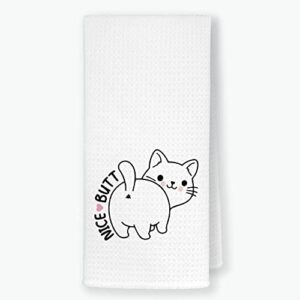 qodung cute smiling cat kitty soft absorbent hand bathroom towel 16x24 inch,funny cat decorative absorbent drying cloth hand towels tea towels for bathroom kitchen,cat lovers girls gifts