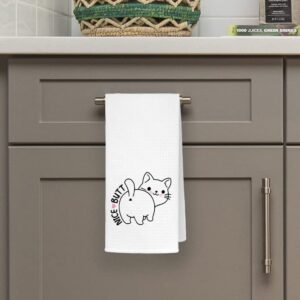 QODUNG Cute Smiling Cat Kitty Soft Absorbent Hand Bathroom Towel 16x24 Inch,Funny Cat Decorative Absorbent Drying Cloth Hand Towels Tea Towels for Bathroom Kitchen,Cat Lovers Girls Gifts