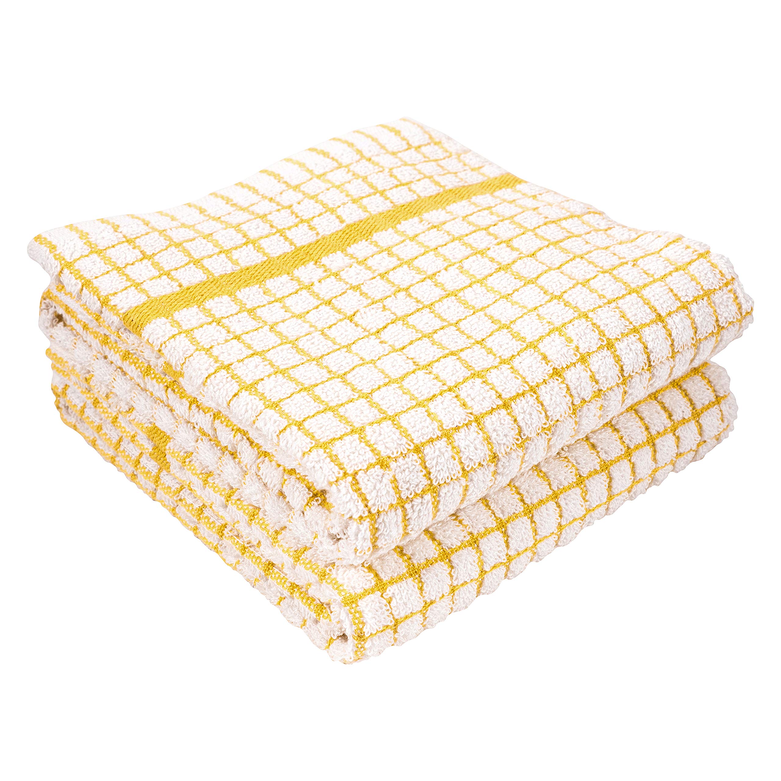 LAPRIMA SHOPS Set of 2 Terry Kitchen Towels, 20 x 30-inch 100-Percent Cotton (Yellow)