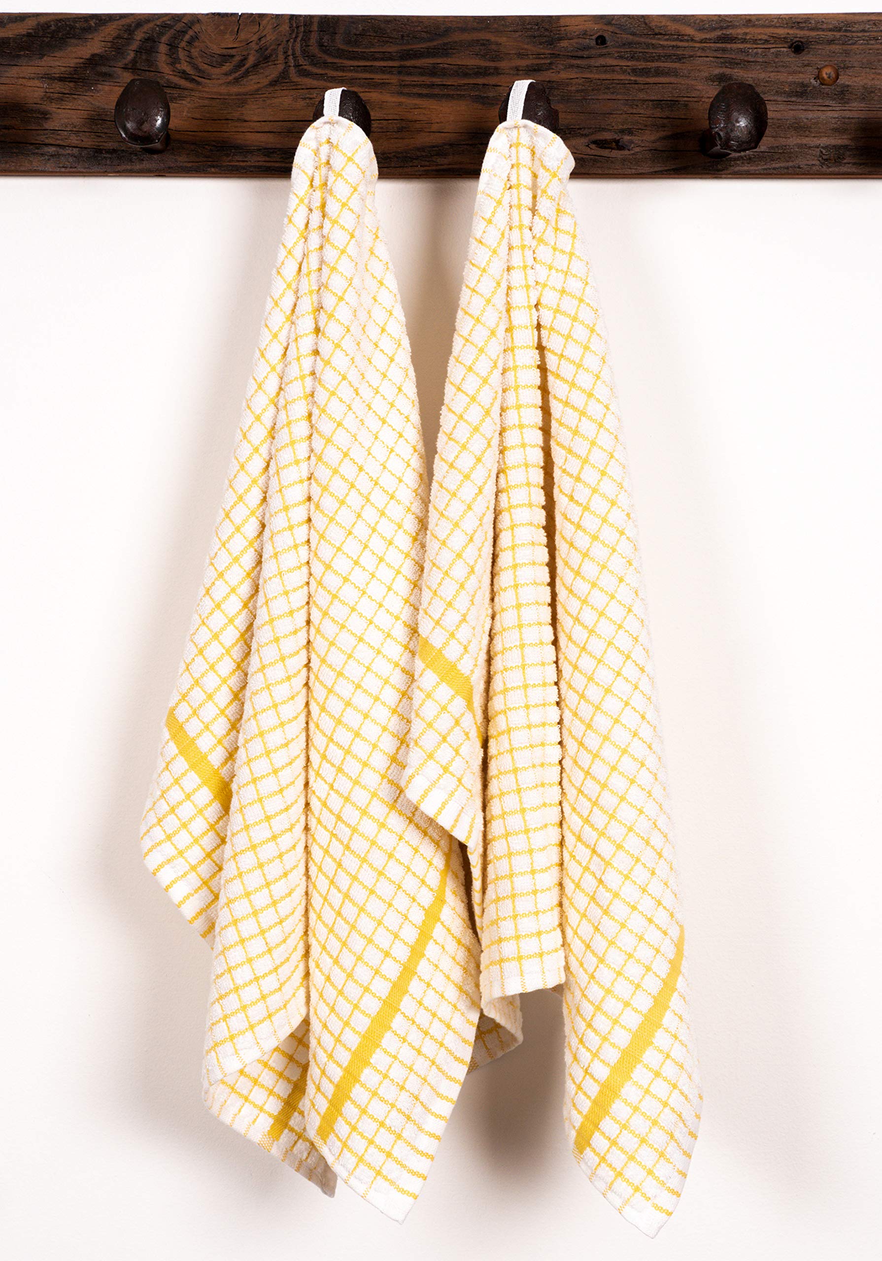 LAPRIMA SHOPS Set of 2 Terry Kitchen Towels, 20 x 30-inch 100-Percent Cotton (Yellow)