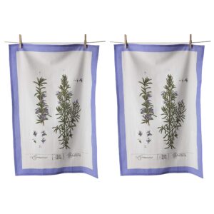kaf home flour sack kitchen dish tea towel, set of 2, 100-percent cotton, 20 x 30-inch (rosemary)