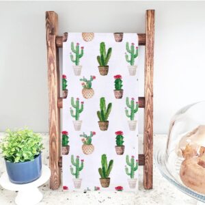 Watercolor Cactus Kitchen Dish Towel 18 x 28 Inch, Seasonal Spring Summer Cacti Towels Dish Cloth for Cooking Baking Set of 2