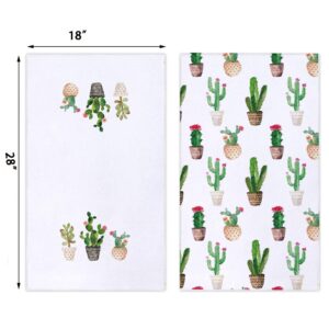 Watercolor Cactus Kitchen Dish Towel 18 x 28 Inch, Seasonal Spring Summer Cacti Towels Dish Cloth for Cooking Baking Set of 2