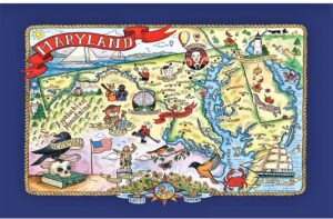 kay dee maryland tea towel adventure destinations vacation souvenir pictorial poster style map kitchen towel multicolor 18 in x 28 in