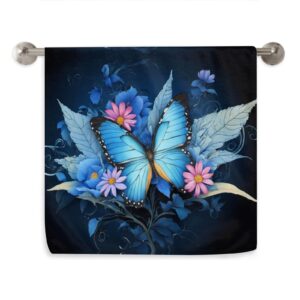 dujiea blue butterfly flower kitchen dish towels decorative hand towels absorbent microfiber towel multipurpose for bathroom hotel gym spa 15 x 27 inches