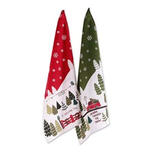 dii holiday kitchen towel set, christmas tea towels for baking, cooking & entertaining 18x28, tree farm, 2 piece