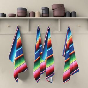 Kigai Kitchen Dish Towels Mexican Serape Blanket Stripes Soft Tea Towel Set of 4 Absorbent Dishcloths Hand Towels for Dish Clean Cloth 28" x 18"