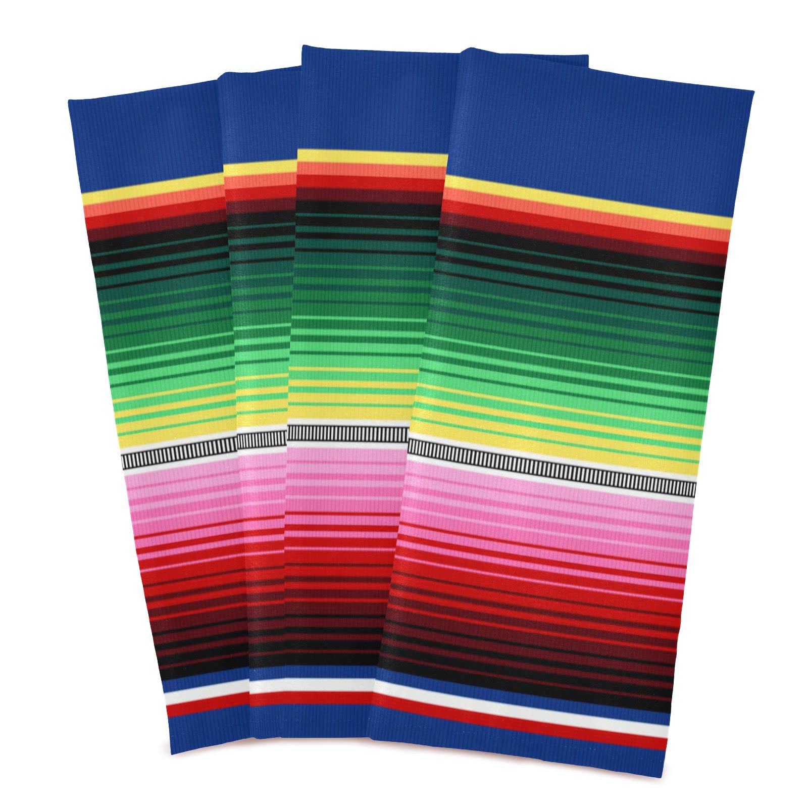 Kigai Kitchen Dish Towels Mexican Serape Blanket Stripes Soft Tea Towel Set of 4 Absorbent Dishcloths Hand Towels for Dish Clean Cloth 28" x 18"