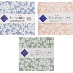 Shirayuki Japanese Kitchen Cloth KYO-YUZEN Cherry Blossoms. Set of 3. Made Layered Fine Mesh Cloth. Dish Wipe, Table Wipe, Hand Wipe. Made in Japan (Cherry Blossoms)