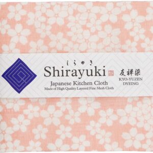 Shirayuki Japanese Kitchen Cloth KYO-YUZEN Cherry Blossoms. Set of 3. Made Layered Fine Mesh Cloth. Dish Wipe, Table Wipe, Hand Wipe. Made in Japan (Cherry Blossoms)