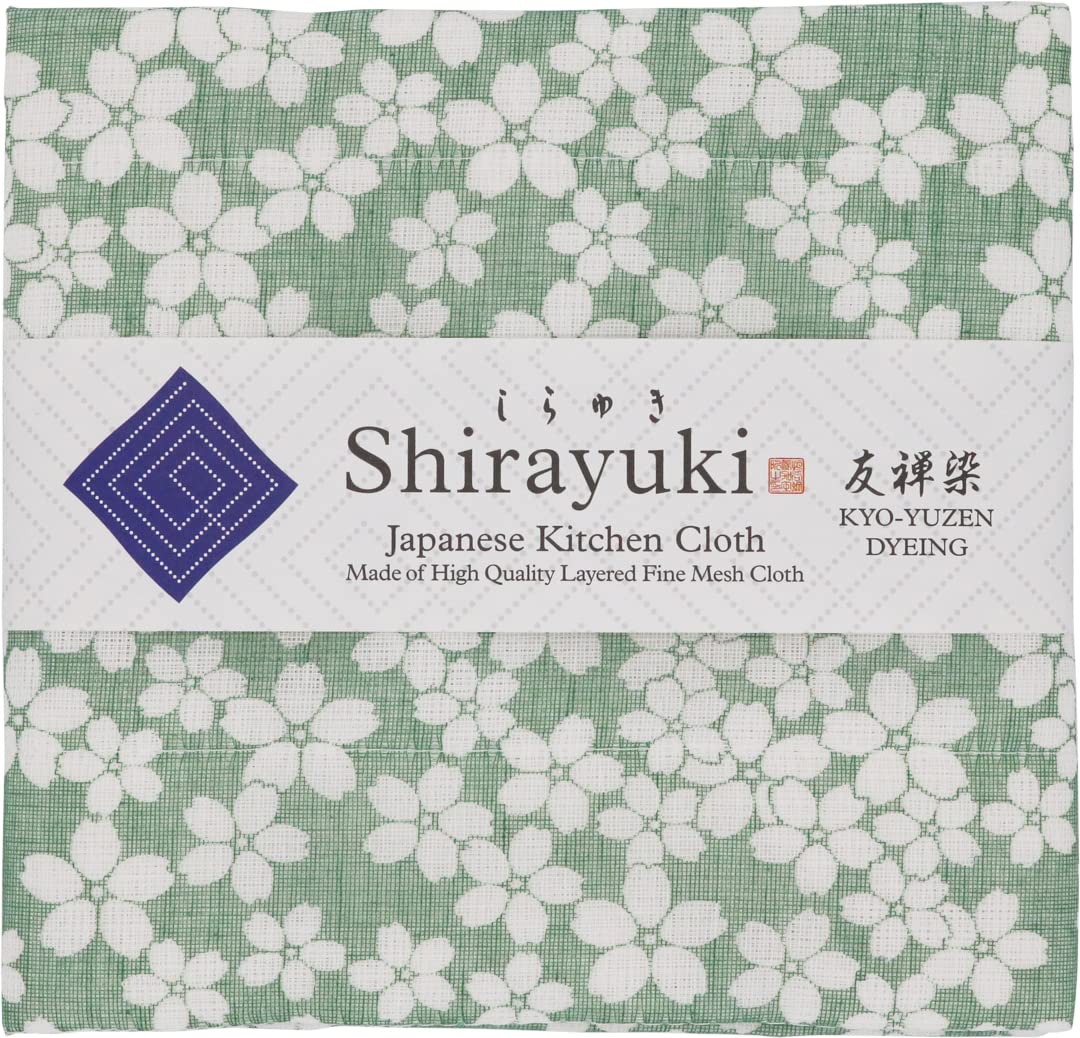 Shirayuki Japanese Kitchen Cloth KYO-YUZEN Cherry Blossoms. Set of 3. Made Layered Fine Mesh Cloth. Dish Wipe, Table Wipe, Hand Wipe. Made in Japan (Cherry Blossoms)