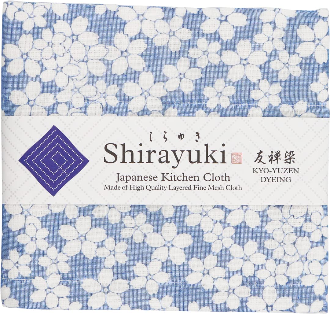 Shirayuki Japanese Kitchen Cloth KYO-YUZEN Cherry Blossoms. Set of 3. Made Layered Fine Mesh Cloth. Dish Wipe, Table Wipe, Hand Wipe. Made in Japan (Cherry Blossoms)