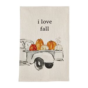 mud pie fall watercolor flour sack towel, love fall, 26" x 16.5"