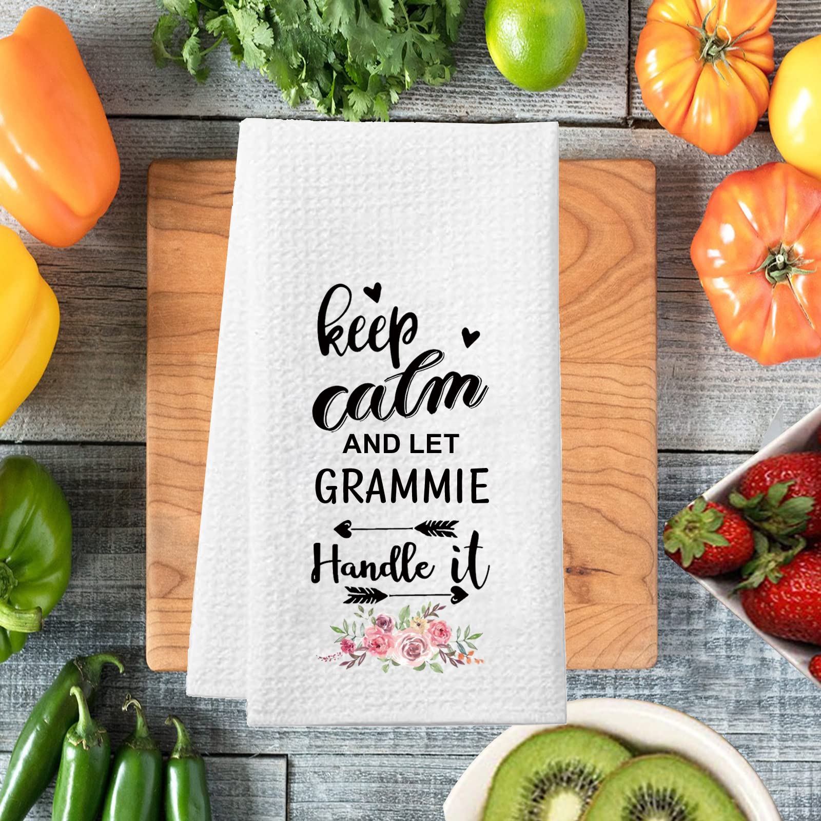 PXTIDY Grammie Kitchen Towel Grammie Gifts Keep Calm and Let Grammie Handle It Flour Sack Towel Kitchen Dish Towel Sweet Housewarming Gifts
