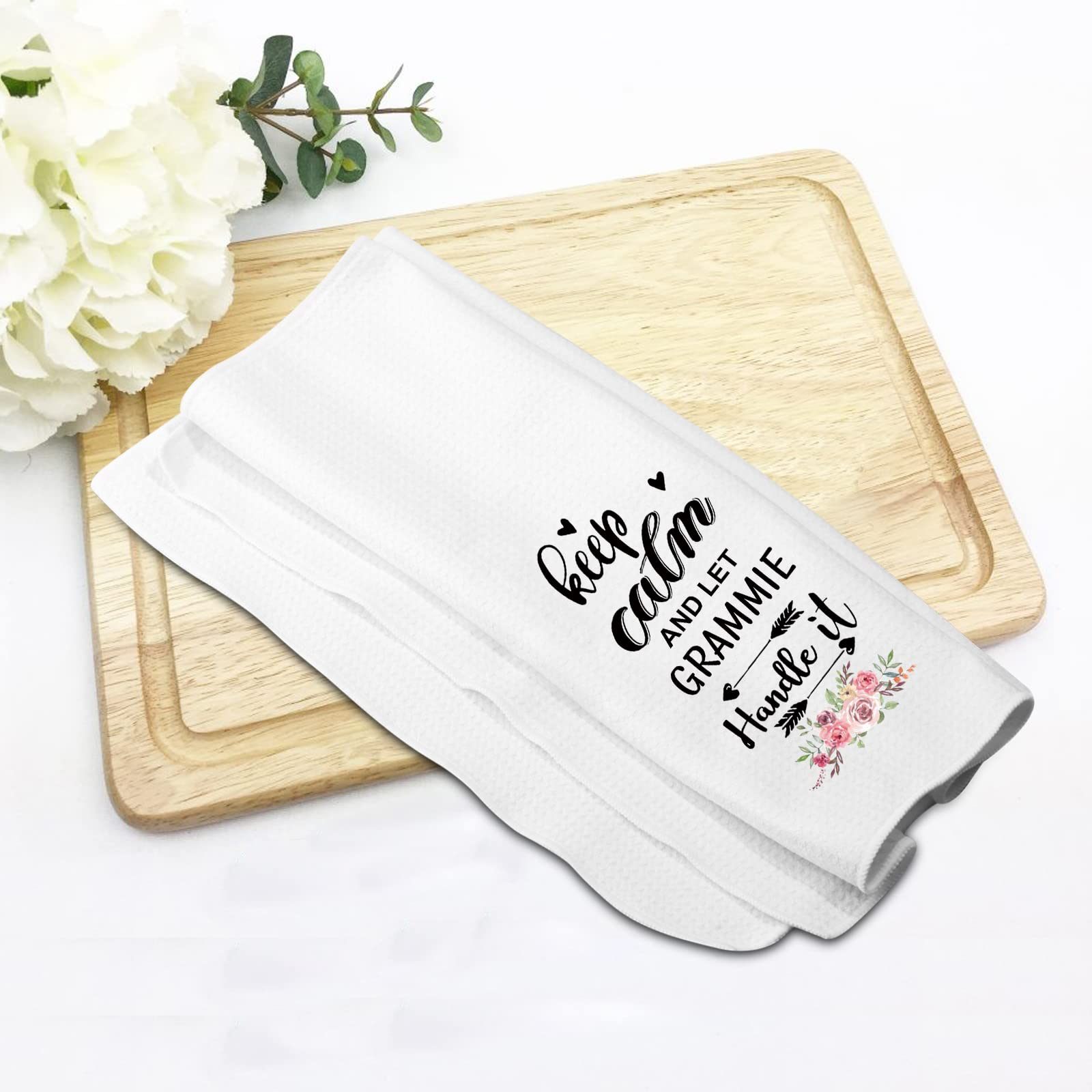 PXTIDY Grammie Kitchen Towel Grammie Gifts Keep Calm and Let Grammie Handle It Flour Sack Towel Kitchen Dish Towel Sweet Housewarming Gifts