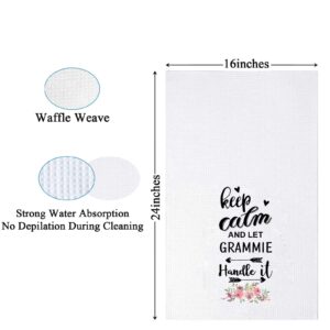 PXTIDY Grammie Kitchen Towel Grammie Gifts Keep Calm and Let Grammie Handle It Flour Sack Towel Kitchen Dish Towel Sweet Housewarming Gifts