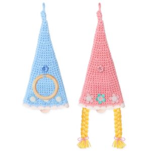 vansolinne spring crochet towel toppers crochet hanging towel holders spring gnome flowers decorative kitchen towel hangers for tea hand towels crochet for easter mother's day new home gift 2pcs