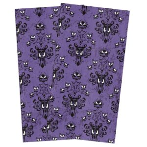 kitchen dish towels 2 pack-super absorbent soft microfiber,halloween haunted horror mansion grim grinning ghosts cleaning dishcloth hand towels tea towels for kitchen bathroom bar