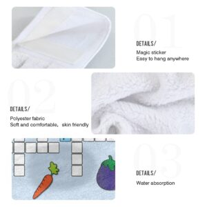 Vnurnrn Hand Towels for Kitchen 2 Pcs Hanging Kitchen Towels Set，Crossword Fruits Soft Absorbent Tea Bar Dish Cloths Bath Towel 123 for Bathroom Laundry Room