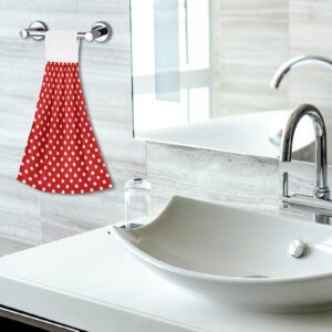 Red White Polka Dot Kitchen Hanging Towel 12 x 17 Inch Bath Hand Tie Towels Set 2 Pcs Tea Bar Dish Cloths Dry Towel Soft Absorbent Durable for Bathroom Laundry Room Decor