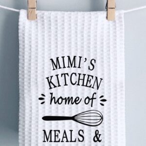 PWHAOO Funny Mimi’s Kitchen Towel Mimi's Kitchen Home of Meals and Memories Kitchen Towel Mimi Kitchen Decor (Mimi's Kitchen Home T)