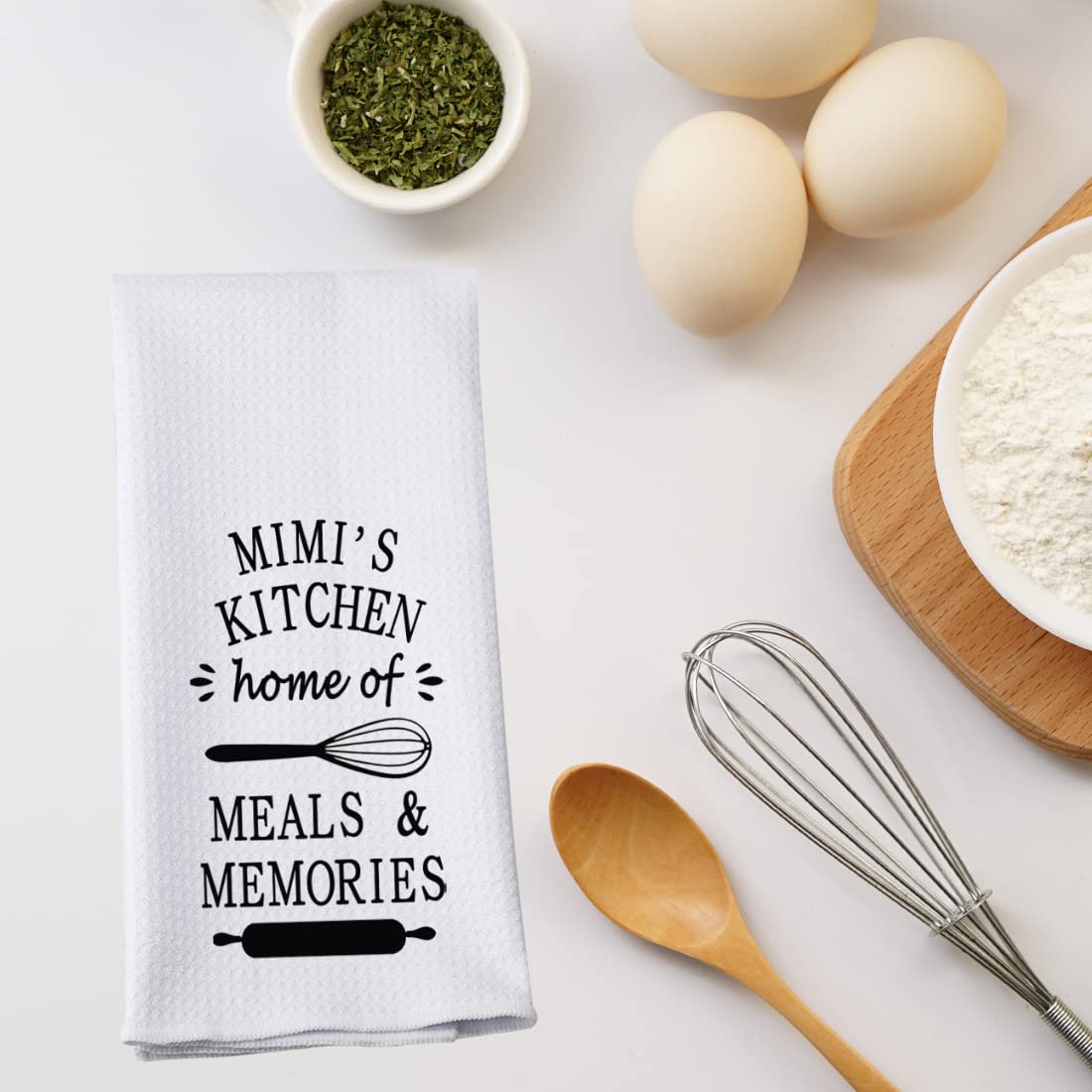 PWHAOO Funny Mimi’s Kitchen Towel Mimi's Kitchen Home of Meals and Memories Kitchen Towel Mimi Kitchen Decor (Mimi's Kitchen Home T)