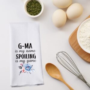 PWHAOO Grandma G-ma Kitchen Towel G-ma is My Name Spoiling is My Game Kitchen Towel G-ma Kitchen Dish Towel (Spoiling Gma Towel)