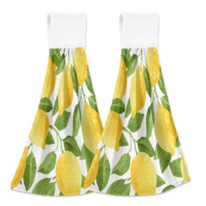 boccsty lemon hanging kitchen towels 2 pieces summer lime tree branch dish cloth tie towels hand towel tea bar towels for bathroom farmhouse housewarming tabletop home