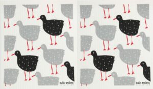 swedish dishcloth/sponge cloth eco-friendly reusable - malin westberg designs: chicken hen tupp rooster (2-pk hens)