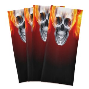 Exnundod Burning Skull Grim Reaper Kitchen Dish Towel, Reusable Absorbent Tea Towels Thin Microfiber Dishcloth for Drying Wiping Cleaning Decorative 18x28in