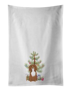 caroline's treasures wdk3078wtkt cavalier king charles spaniel ruby christmas white kitchen towel set of 2 dish towels decorative bathroom hand towel for hand, face, hair, yoga, tea, dishcloth, 19 x 2