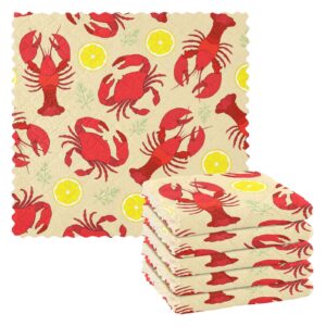 senya 6 Pack Dish Cloths Dish Towels Lemon Crawfish Reusable Kitchen Hand Towels