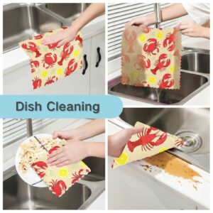 senya 6 Pack Dish Cloths Dish Towels Lemon Crawfish Reusable Kitchen Hand Towels