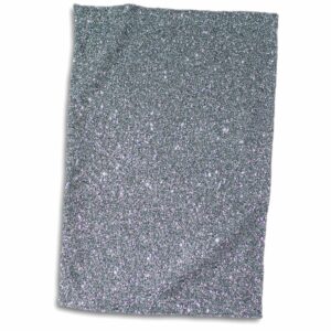 3d rose silver glamour glitter style hand towel, 15" x 22"