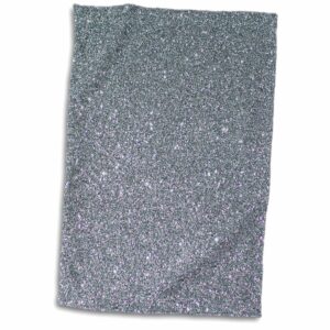 3D Rose Silver Glamour Glitter Style Hand Towel, 15" x 22"