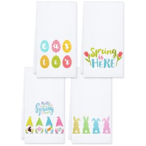 breling 4 pieces easter kitchen towels 23.6 x 15.7 inches easter bunny eggs rabbit hand towels spring happy easter gnomes kitchen towels holiday cloth dish towels for cooking baking