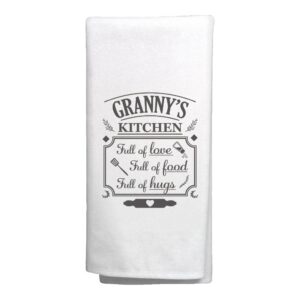 thiswear gifts for granny granny's kitchen full of love full of food full of hugs decorative kitchen tea towel white