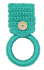 crochet hanging dish towel holder (bright teal)