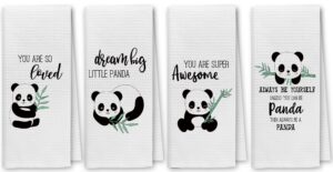 dibor you are so loved inspirational kitchen towels dish towels dishcloth set of 4,cute panda decorative absorbent drying cloth hand towels tea towels for bathroom kitchen,panda lovers girls kids gift