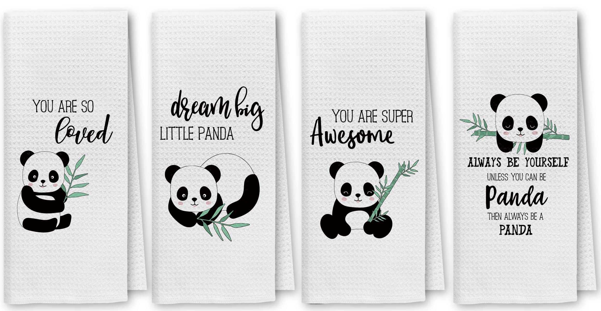 DIBOR You Are So Loved Inspirational Kitchen Towels Dish Towels Dishcloth Set of 4,Cute Panda Decorative Absorbent Drying Cloth Hand Towels Tea Towels For Bathroom Kitchen,Panda Lovers Girls Kids Gift